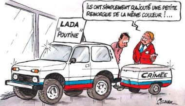 Спецверсия «Лада Путин». Французская карикатура про «Ниву» и Крым